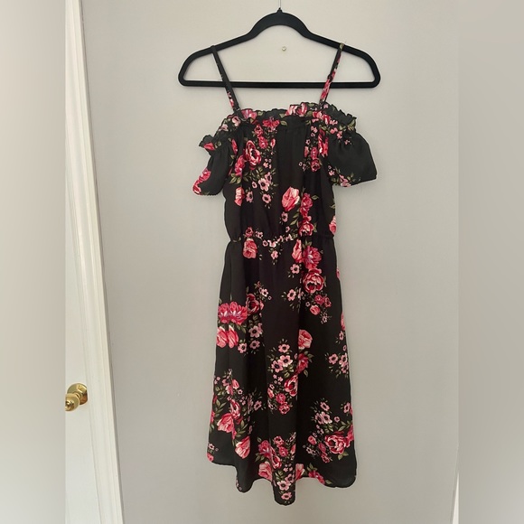 Black Floral Romper High-Low Dress - Picture 4 of 5